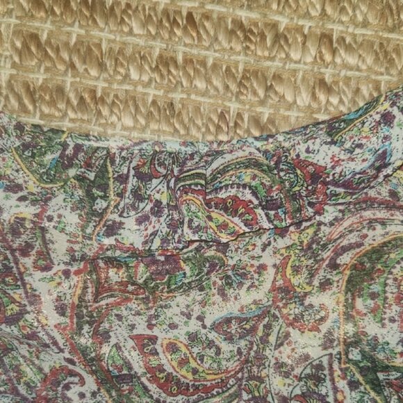 LOFT Paisley Button Down Shirt - Green and Purple - Picture 9 of 10